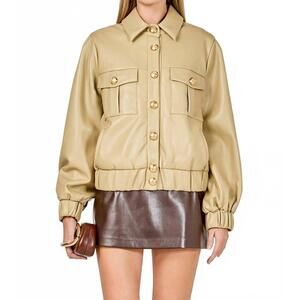 NEW ENDLESS ROSE faux leather buttons jacket in beige